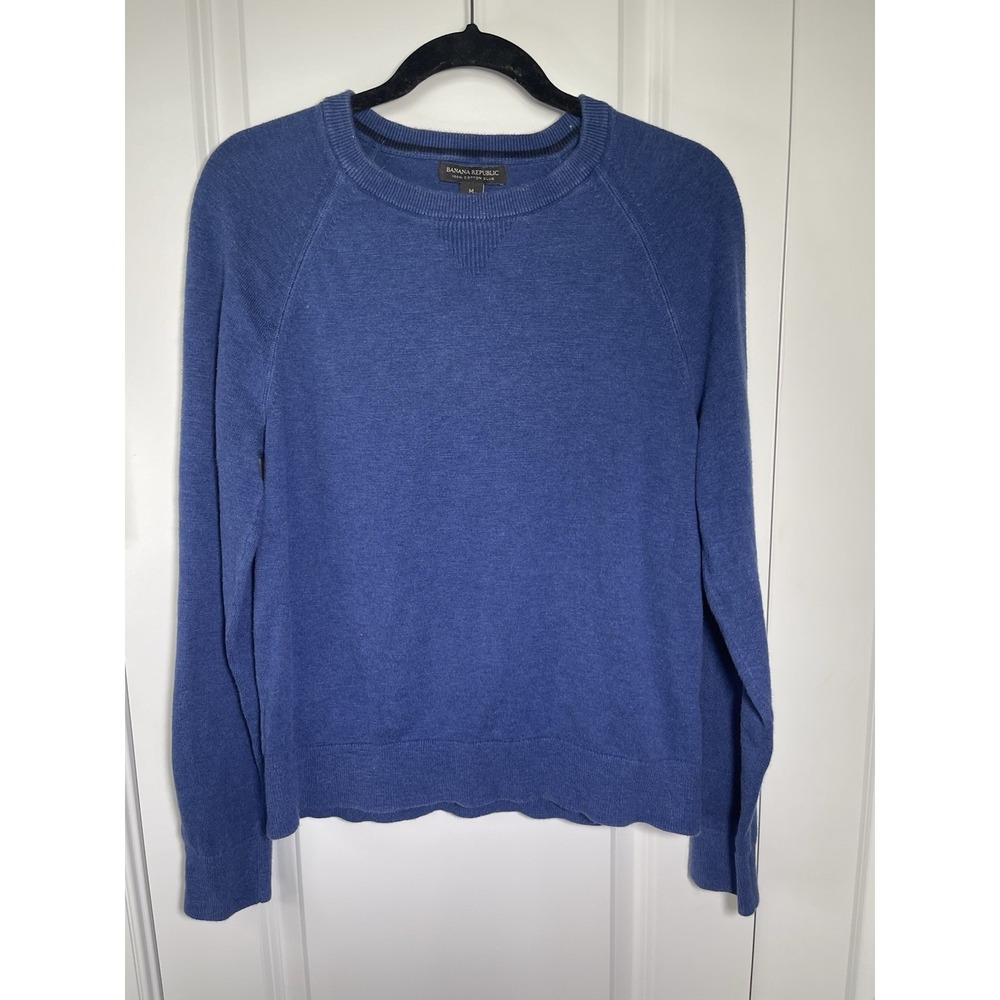 Banana Republic Long Sleeve Crewneck‎ 100% Cotton Slub Sweater Blue Men's Medium